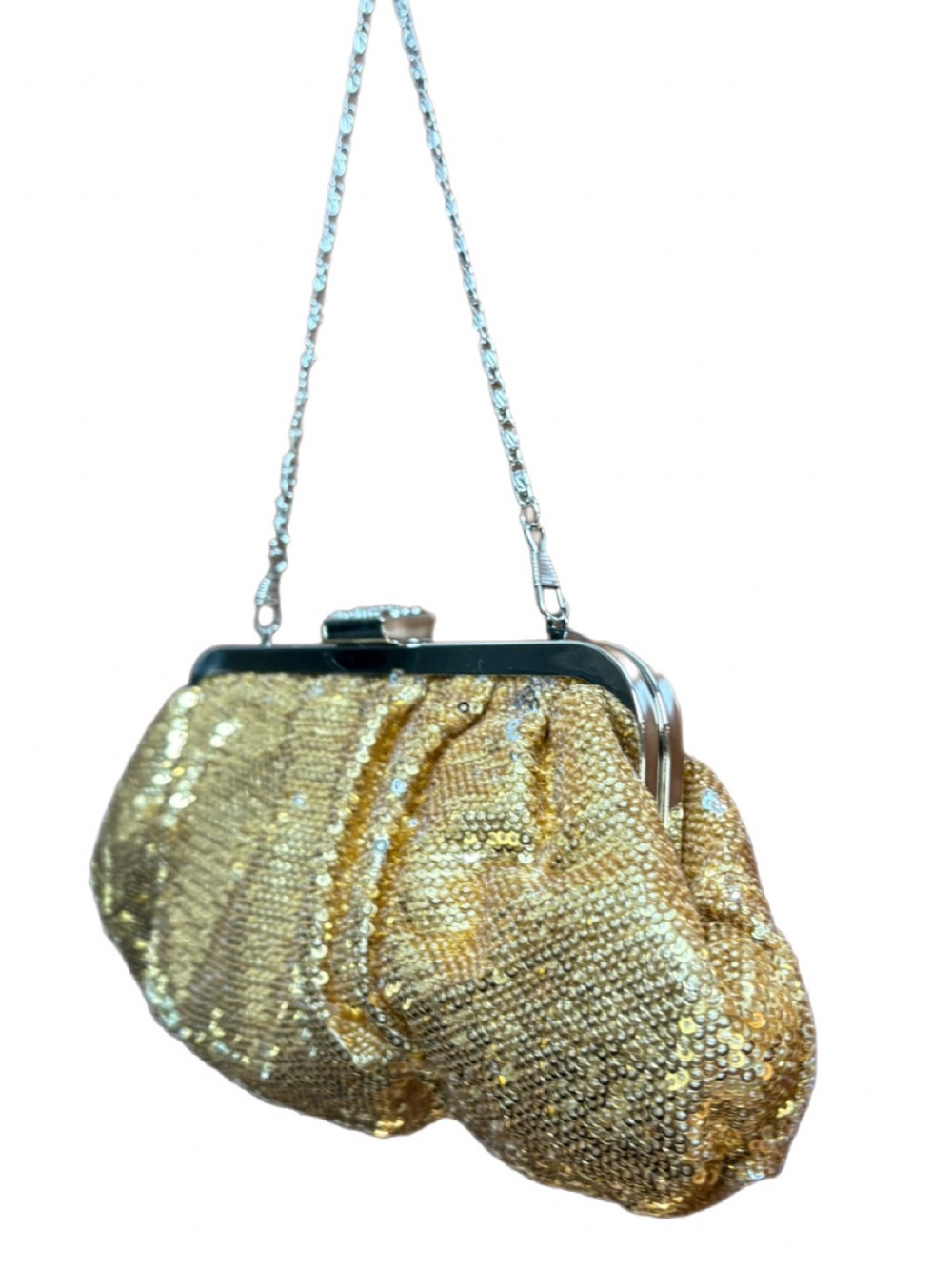 Helen Heart Gold Sequin Evening Clutch Bag NWT Glam Rhinestone Clasp - Picture 4 of 9